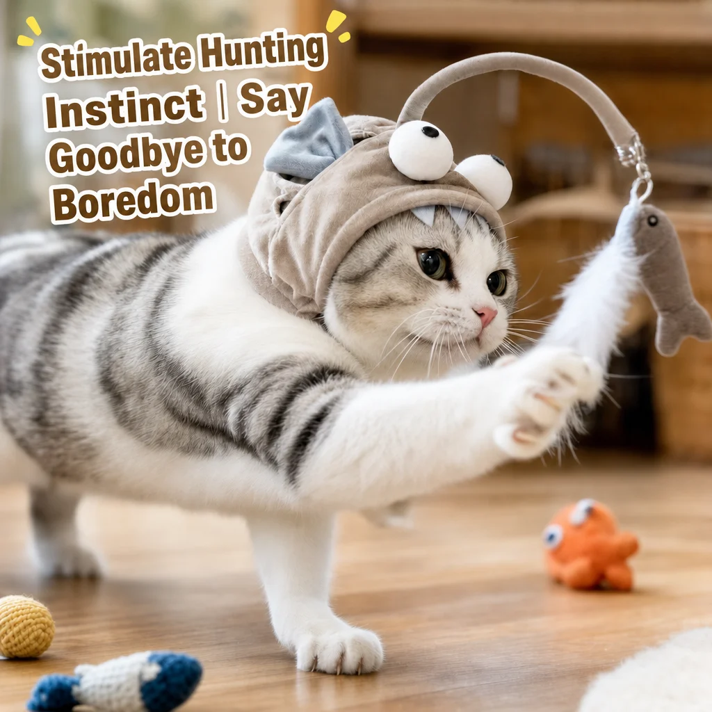 Cat Toy Stick with Head Cover and Long Handle description 4