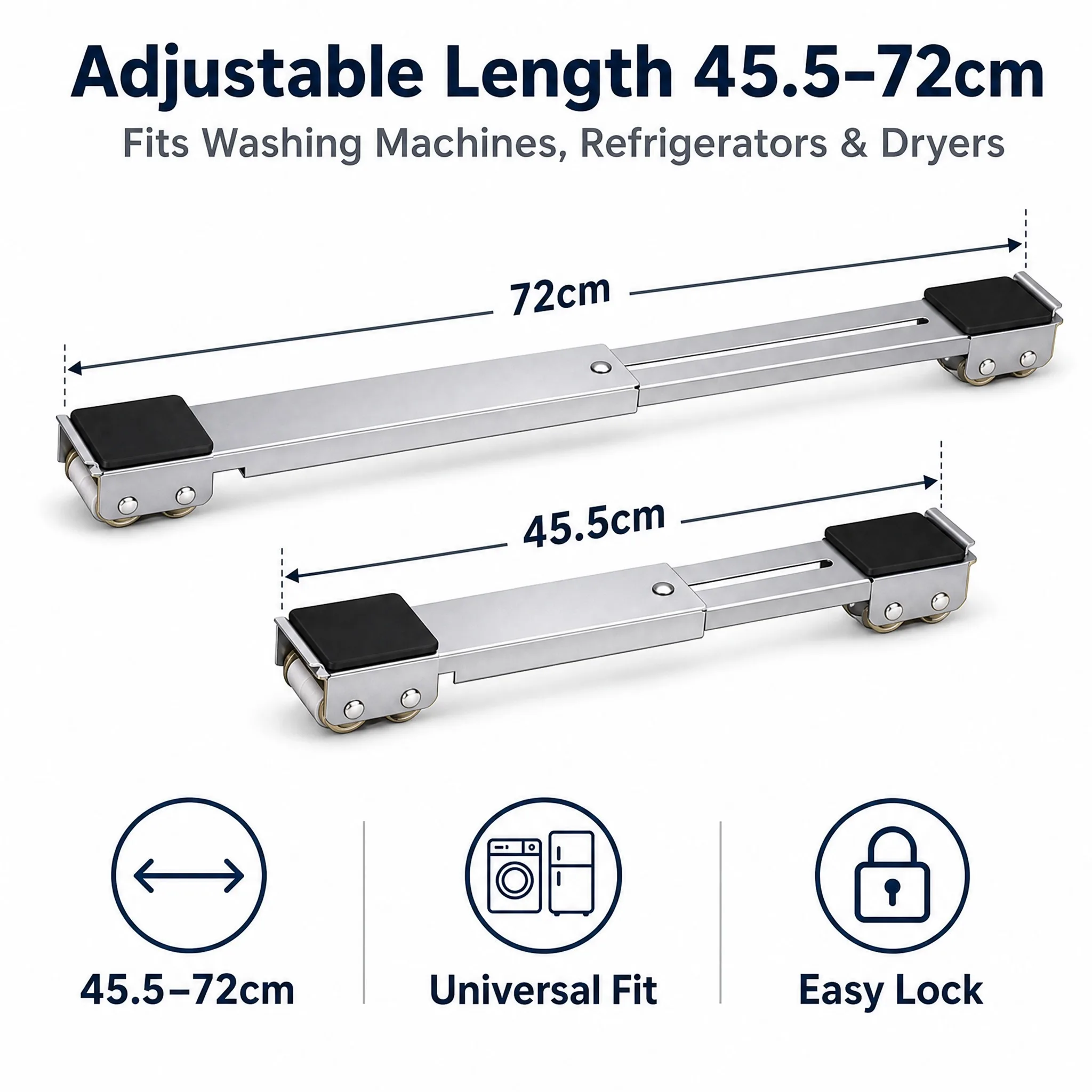 2Pcs Adjustable Washing Machine Stand Heavy Duty Mobile Roller Base 24 Wheels Non Slip Fridge Dryer Furniture Appliance Mover