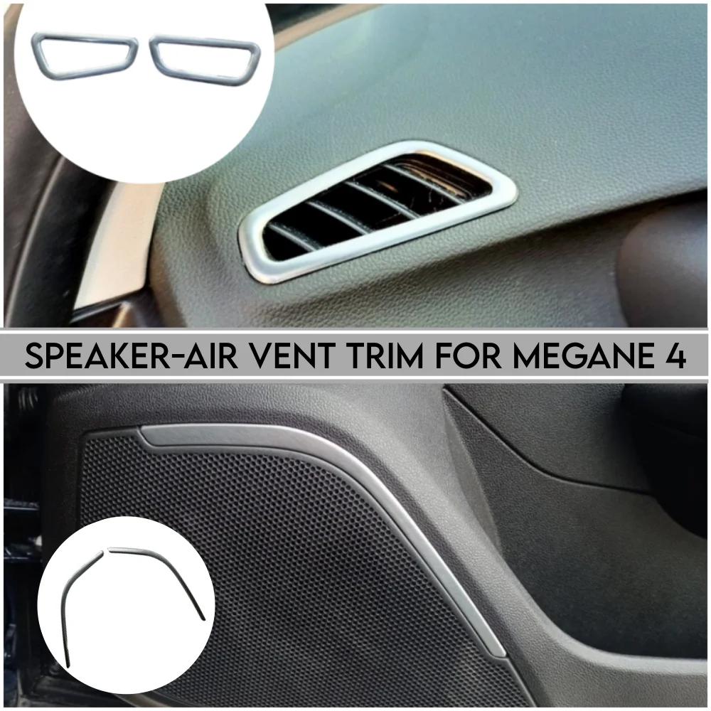 Speaker Trim for Megane 4 Stainless Steel Gray 2 Pieces Sticker for Megane 4 HB Sedan Interior Accessory Tuning 2016-2022