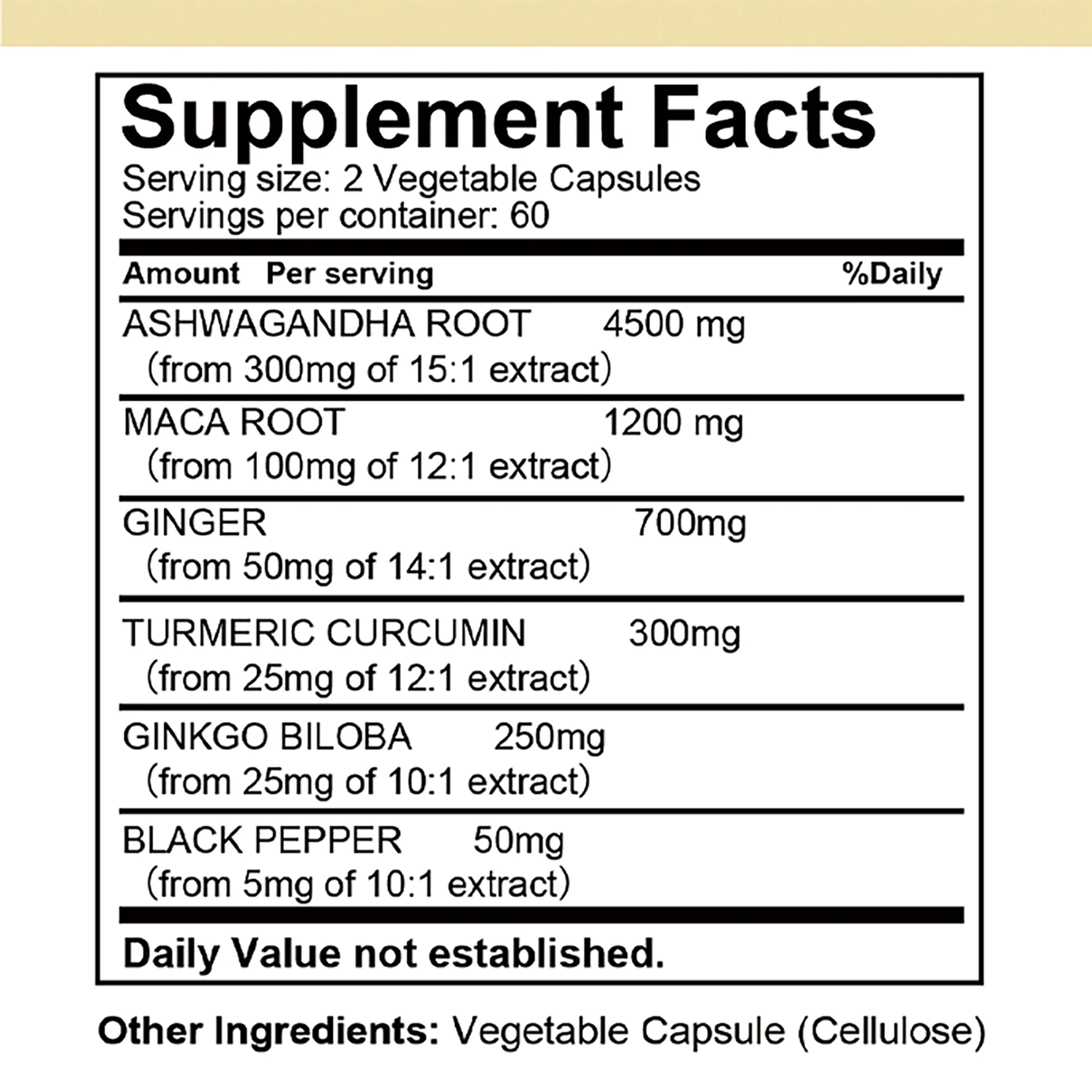 Ashwagandha & Maca-reponer energía, aliviar el estrés y la fatiga, mejorar la resistencia y el rendimiento atlético-120 cápsulas