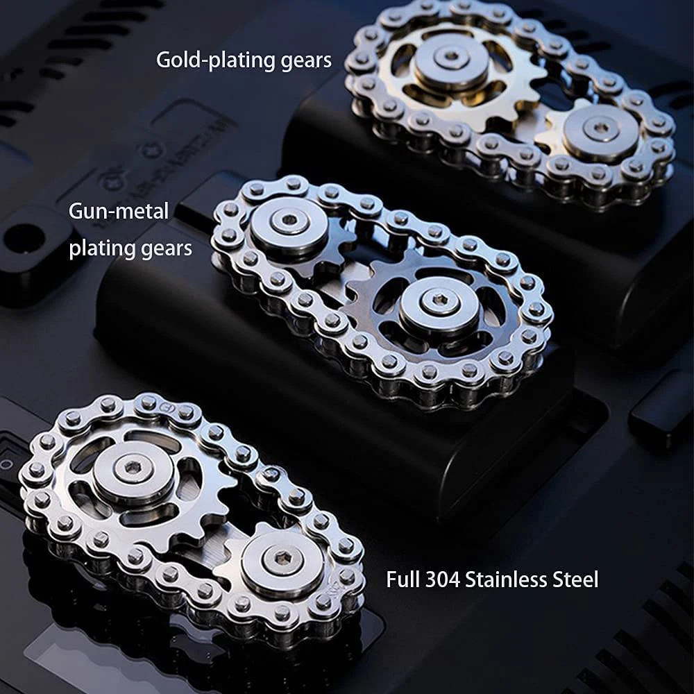 EDC Toothed Sprockets Chain Fidget Toy Metal Stainless Steel Linkage Bike Chain Ring Flywheel Fingertip Gear Fidget Spinner Gift