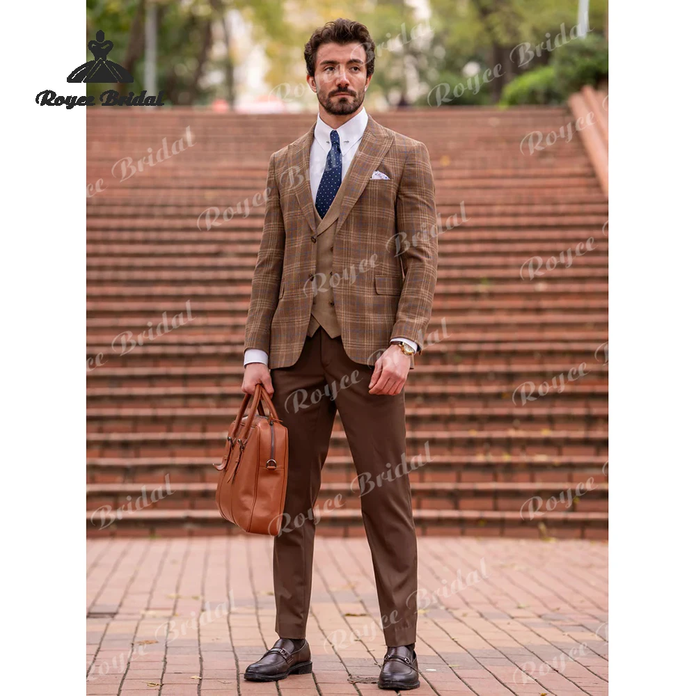 Streep driedelige enkele knop bruiloft herenpakken moderne slim ingerichte prom party kostuums kostuum homme mariage