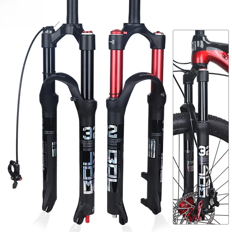 AliExpress UK BOLANY Mountain Bike Fork 26/27.5/29  Aluminum Alloy Straight Tube Dual Air Suspension Fork 100mm