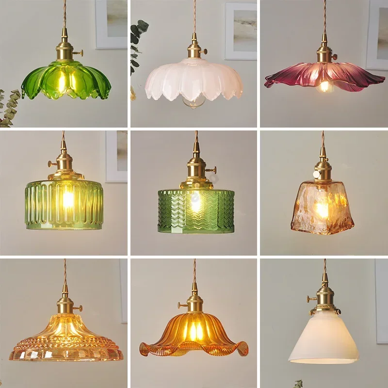 IWHD nowoczesny szkło miedziane wisiorek LED przełącznik lampy salon sypialnia zielony bursztyn biały Nordic światła wiszące lampka Luminaria — 2