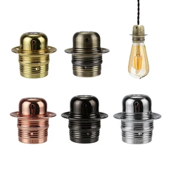 Vintage LED Lamp Hoder E27 E26 DIY Industrial Pendant Light Bulb Base With Ring Retro Screw Socket Fitting Adapter Lampholder