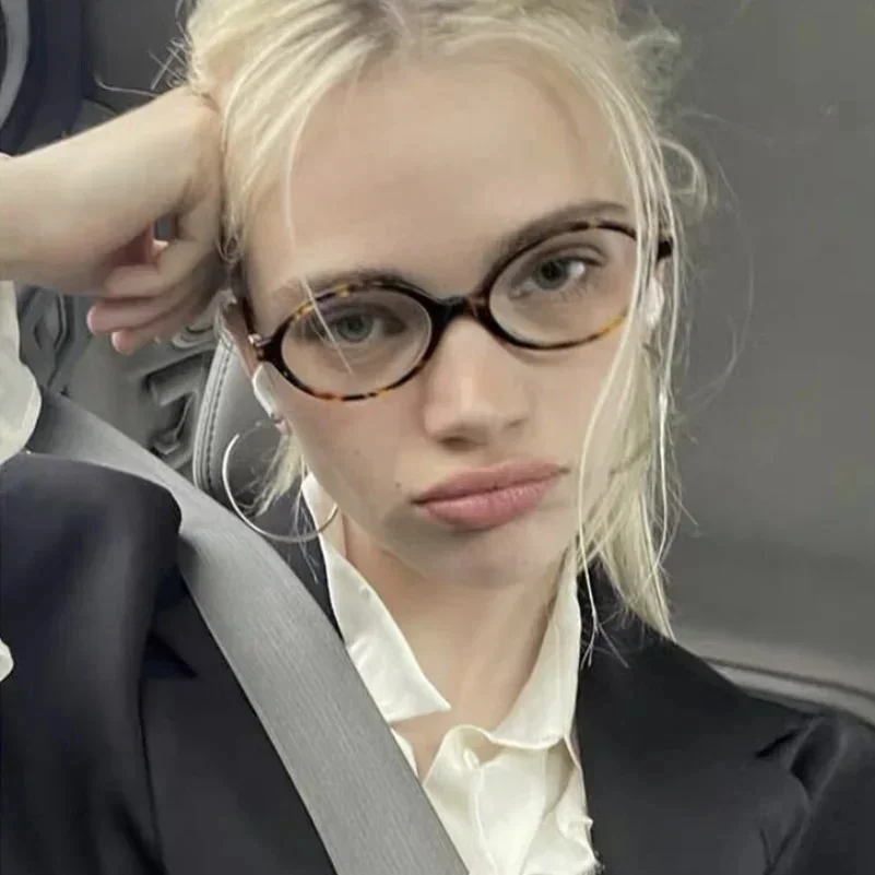 Lunettes de soleil léopard ovales pour femmes, petites et Sexy, jolies Ins, sans maquillage, monture unie, pour hommes, mignonnes, décoratives, pour ordinateur