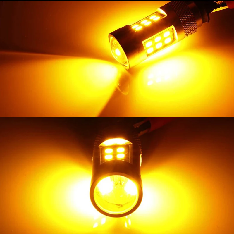 iJDM High Power Amber Yellow Error Free 21SMD-2835 LED BAU15S 7507 PY21W 1156PY LED Bulbs For Front Turn Signal Lights,7507 LED