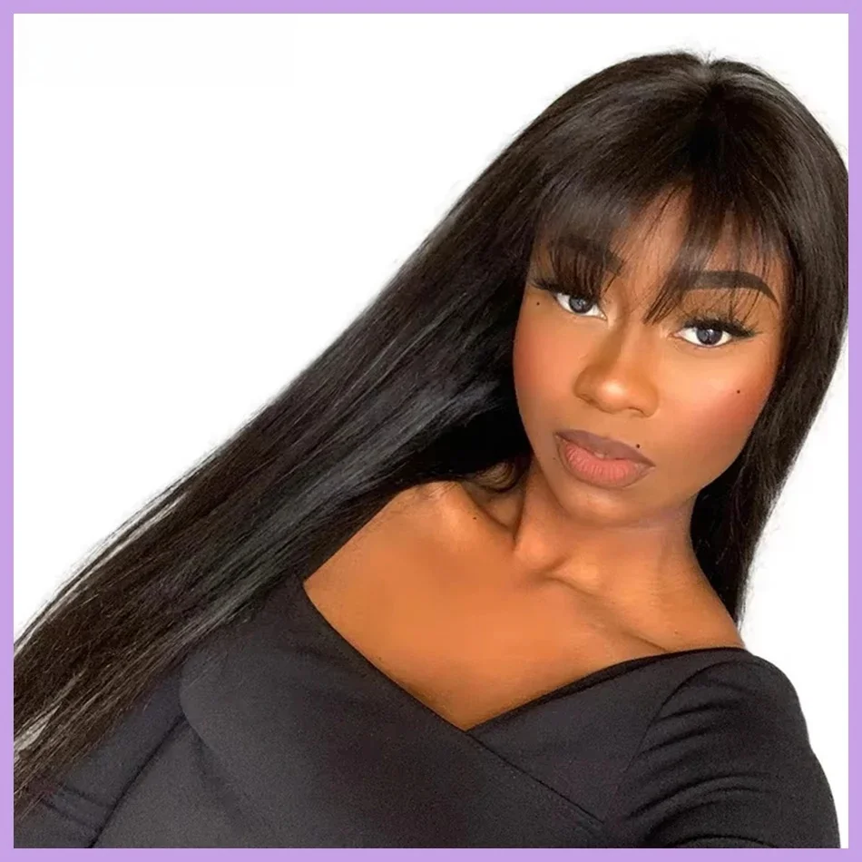 Perruque de cheveux humains droite avec frange frange 3x1 HD perruques frontales en dentelle os droit sans colle avant perruques cheveux humains prêt à porter