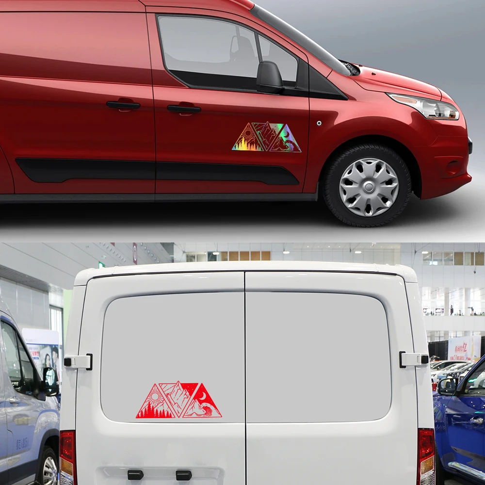 ملصقات مموجة مائية لجبال الغابات في السيارة للعربة ، وفان ، وبيت متنقل ، وسيارات الدفع الرباعي ، والبيك اب ، والبضائع ، والقافلة ، وشارات ، وملحقات ضبط السيارات