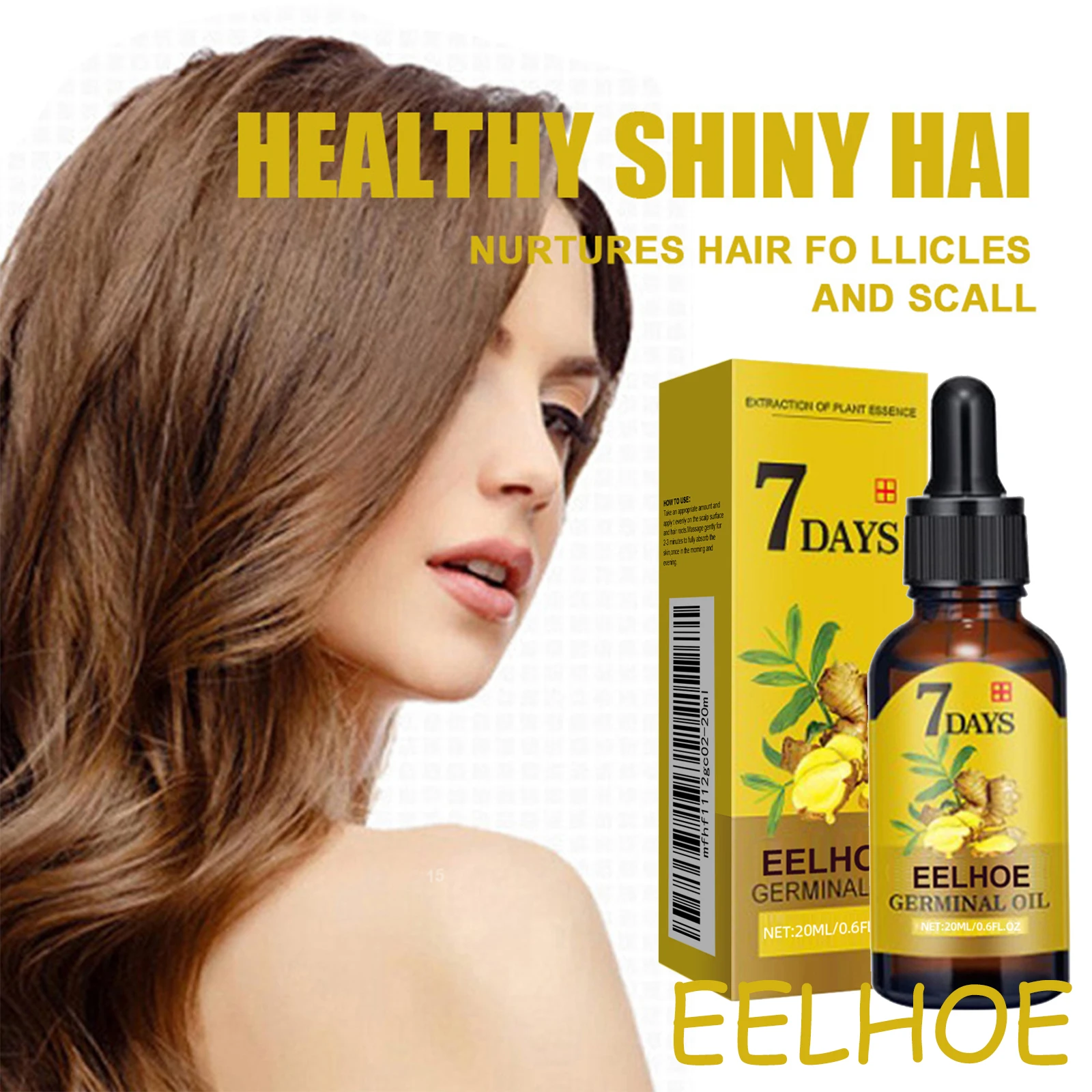 

EELHOE Ginger Hair Growth Oil Nourishing Scalp Strengthening Hair Roots Volumizing Prevent Hair Loss Smoothing Hair Essence Oil