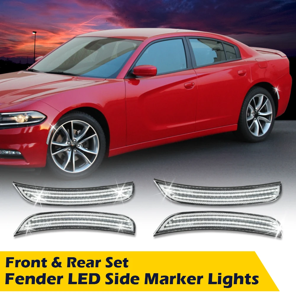 

4Pcs Front+Rear Fender Side Marker Light Lamp Led Set Fit for Dodge Charger 2015-2022