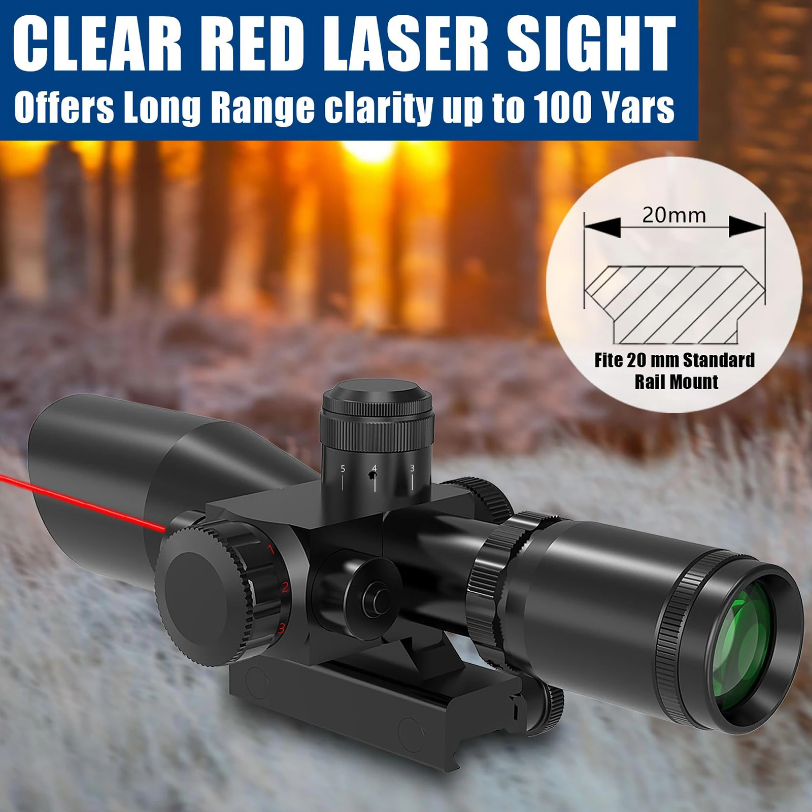 

2.5-10x40E rifle scope laser sight combo with Red Green Illuminated Mil-dot Tactical Scope for Tactics Gun Air Hunting Rifles