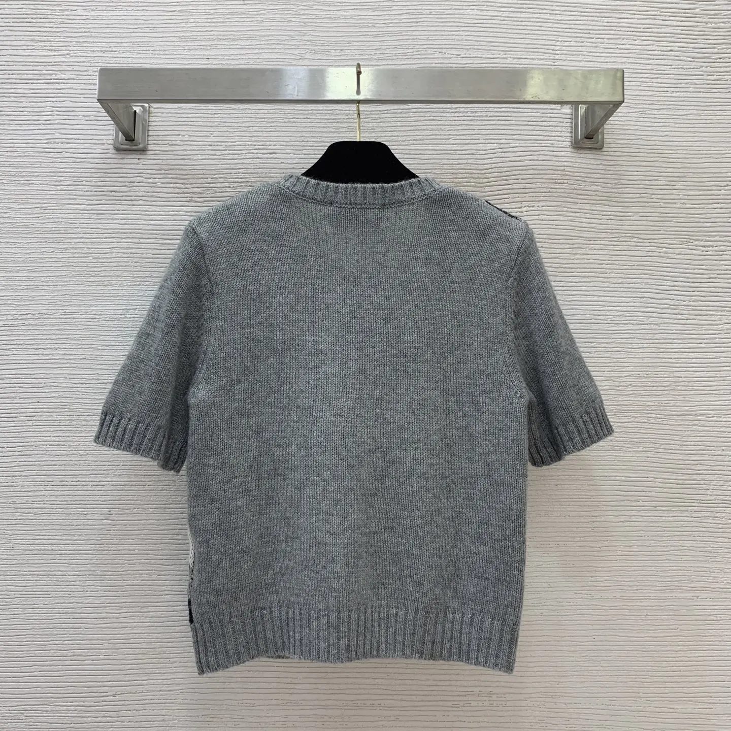 

Women's Knitted Fashion Autumn Diamond Grid Knitted Short Sleeve 2025 Autumn Academic Style Women's Short Sleeve Top