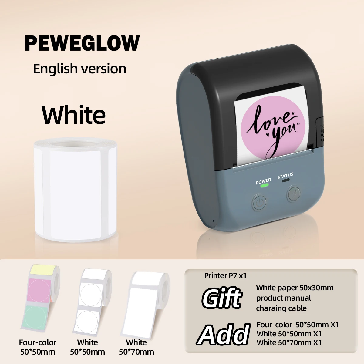 

Mini Wireless Thermal Label Printer Rechargeable Battery Port ,Address, Logo, Clothing, Sticker Fast Printer for Christmas Gift