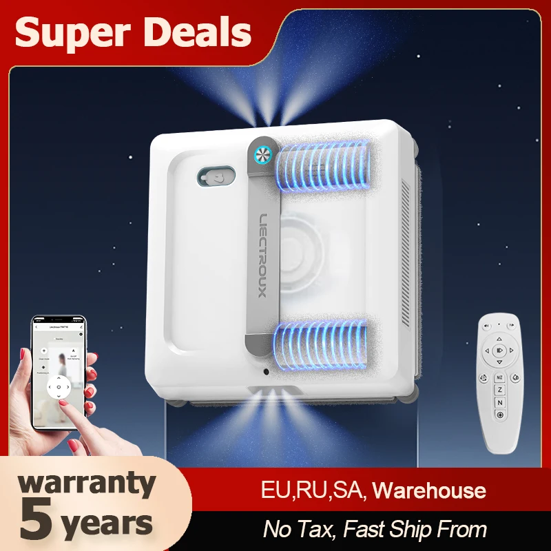 2026 Robot Window Vacuum Cleaner Liectroux S9,2 roller brusher,6-way water spray,10000PA Suction,Home Wall Glass Cleaning Robot