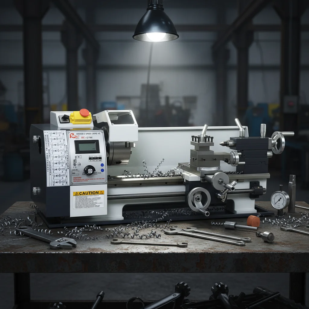 LYBGACNC WM210 Semi-Automatic Mini CNC Metal Lathe 1100W Brushless Motor 38mm Spindle/125mm Chuck, 400-800mm Threading Length