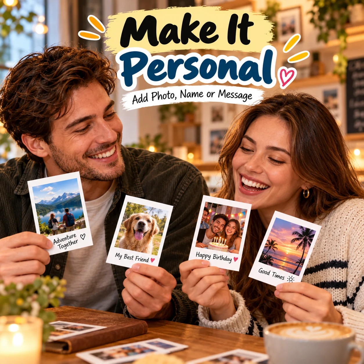 Custom Photo Card Personalized Picture Paper Card with Name Message DIY Memory Keepsake Gift for Friends Family