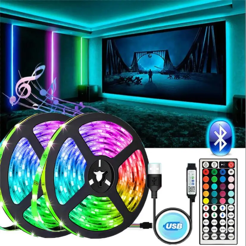 Bande lumineuse LED USB, WiFi, RVB 5050, Alexa, Bluetooth, Luces, diode flexible, décoration de lampe de salon, ruban