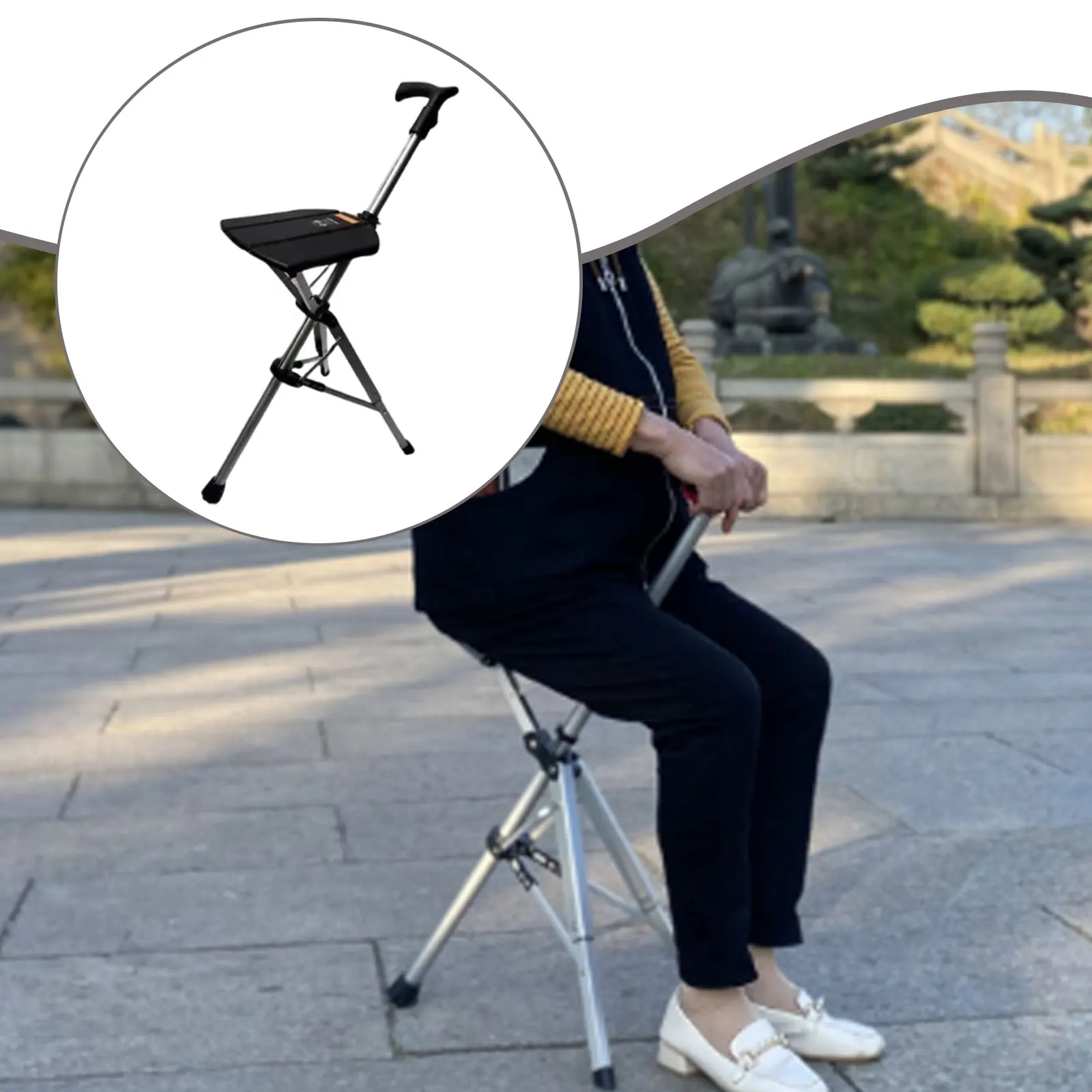 المحمولة قصب مقعد المسنين دعم قصب البراز كبار المشي المعونة الرحلات القطب قصب مقعد الثلاثي مقبض البراز عالية لكبار السن