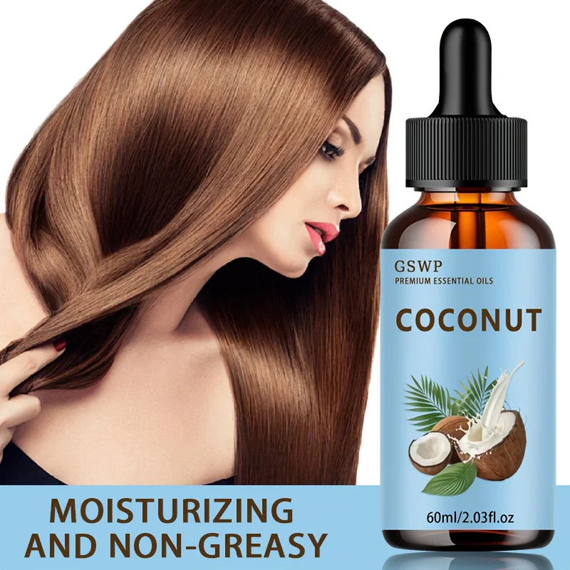 Aceite esencial de coco GSWP adecuado para el cuidado facial, masajes corporales, cuidado del cabello, hidratación de manos, pies y uñas. 60ml/120ml