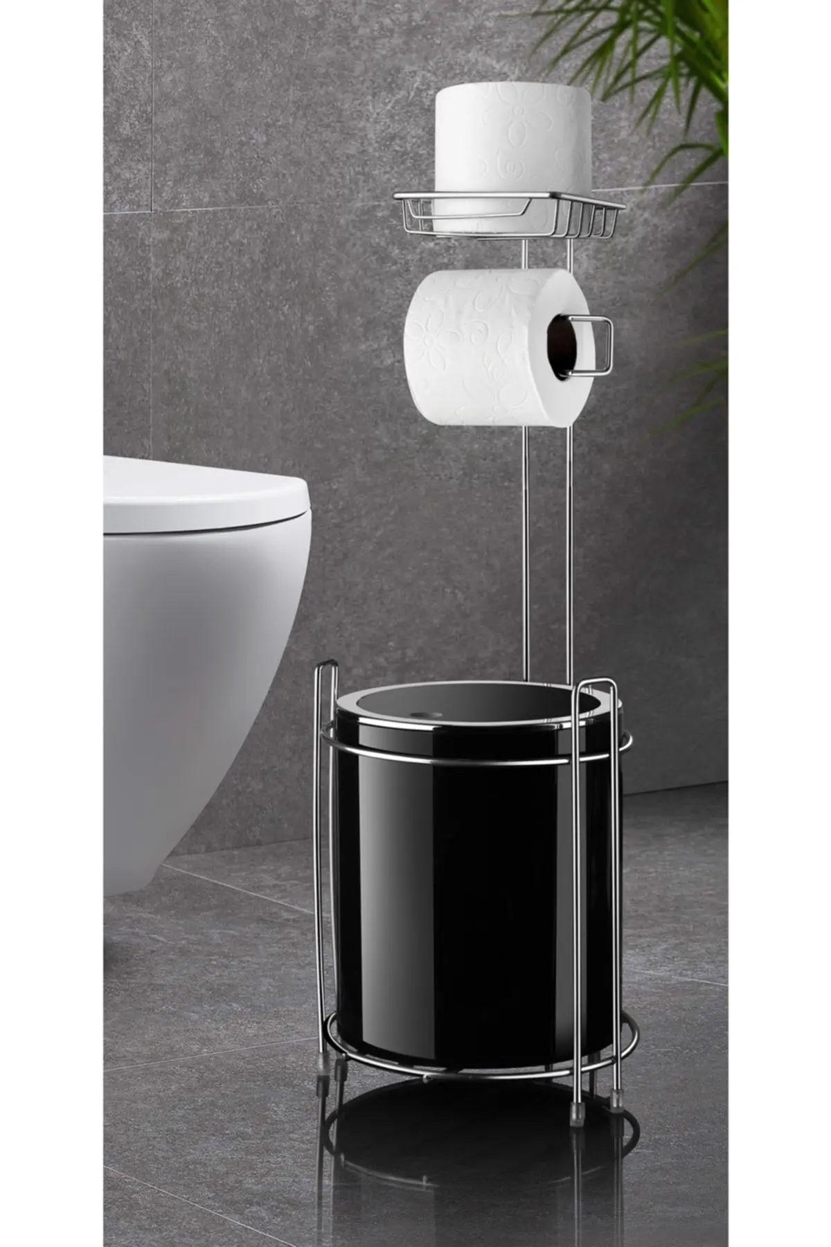 Spare Wc Paper Holder and Round Trash Bin 60X20 Size Telephone Toilet Paper Holder Home Decoration Bathroom Accessories Set