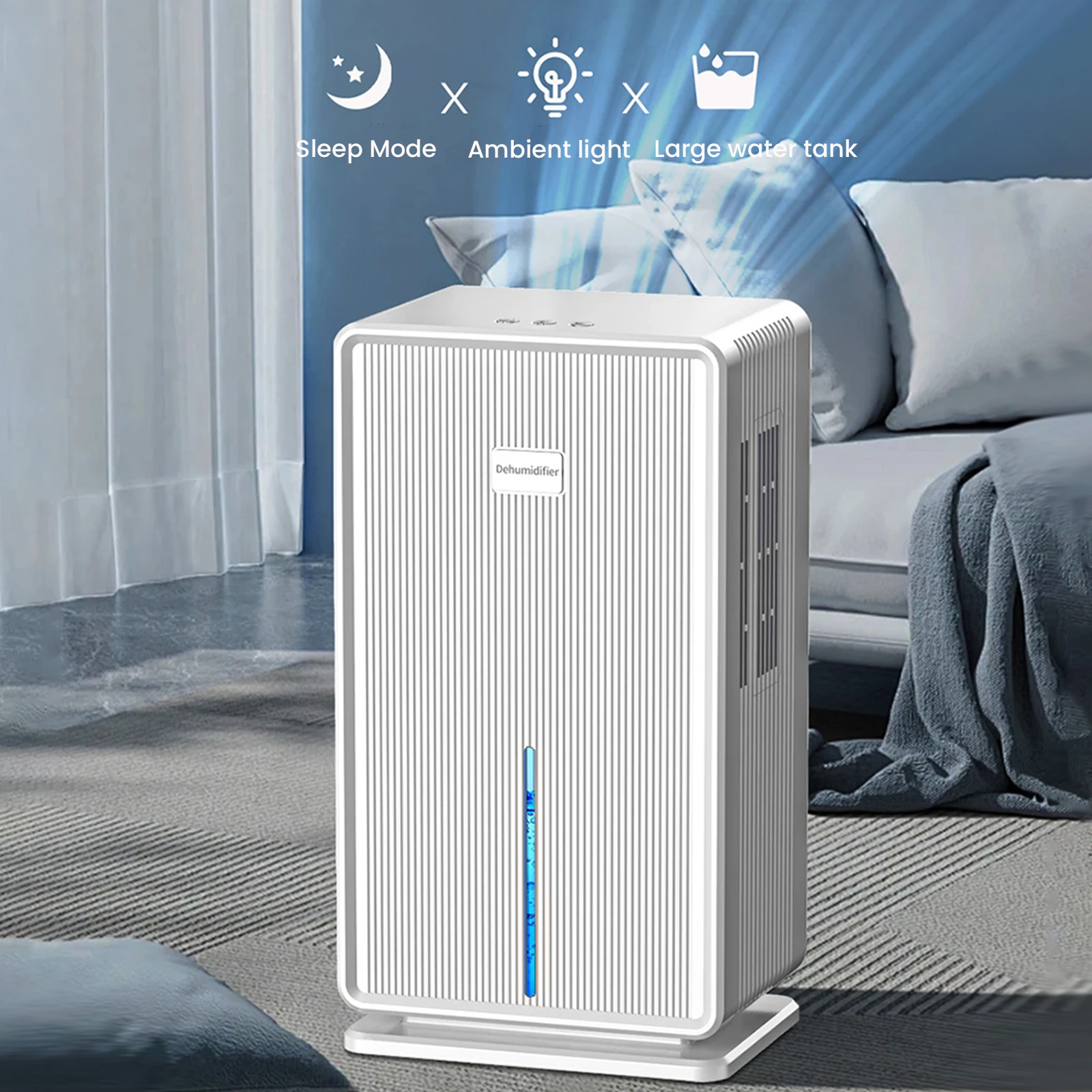 3L Air Dehumidifier Home Bathroom Basement Large Capacity Moisture Absorption Dehumidifier 2 Working modes And 7-color LED Light