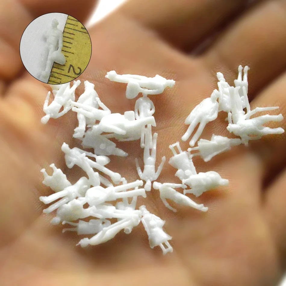 100 pièces 1:200 figurines miniatures non peintes-modèle en plastique ABS pour la construction d'architecture de bricolage, dioramas et aménagements de train
