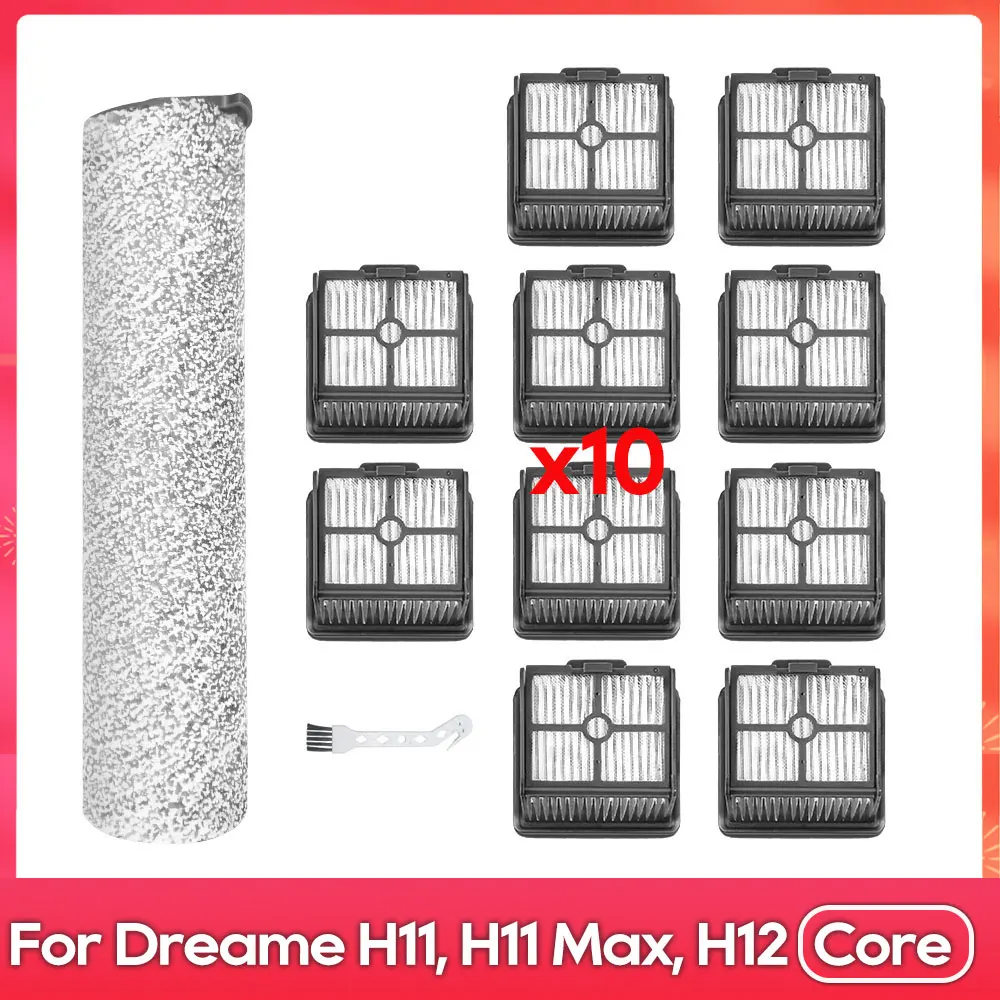 เข้ากันได้กับ Dreame H11 / H11 Max / H12 Core แปรงม้วน ฟิลเตอร์เฮปา อะไหล่สำหรับเครื่องดูดฝุ่น ชุดอุปกรณ์เสริม