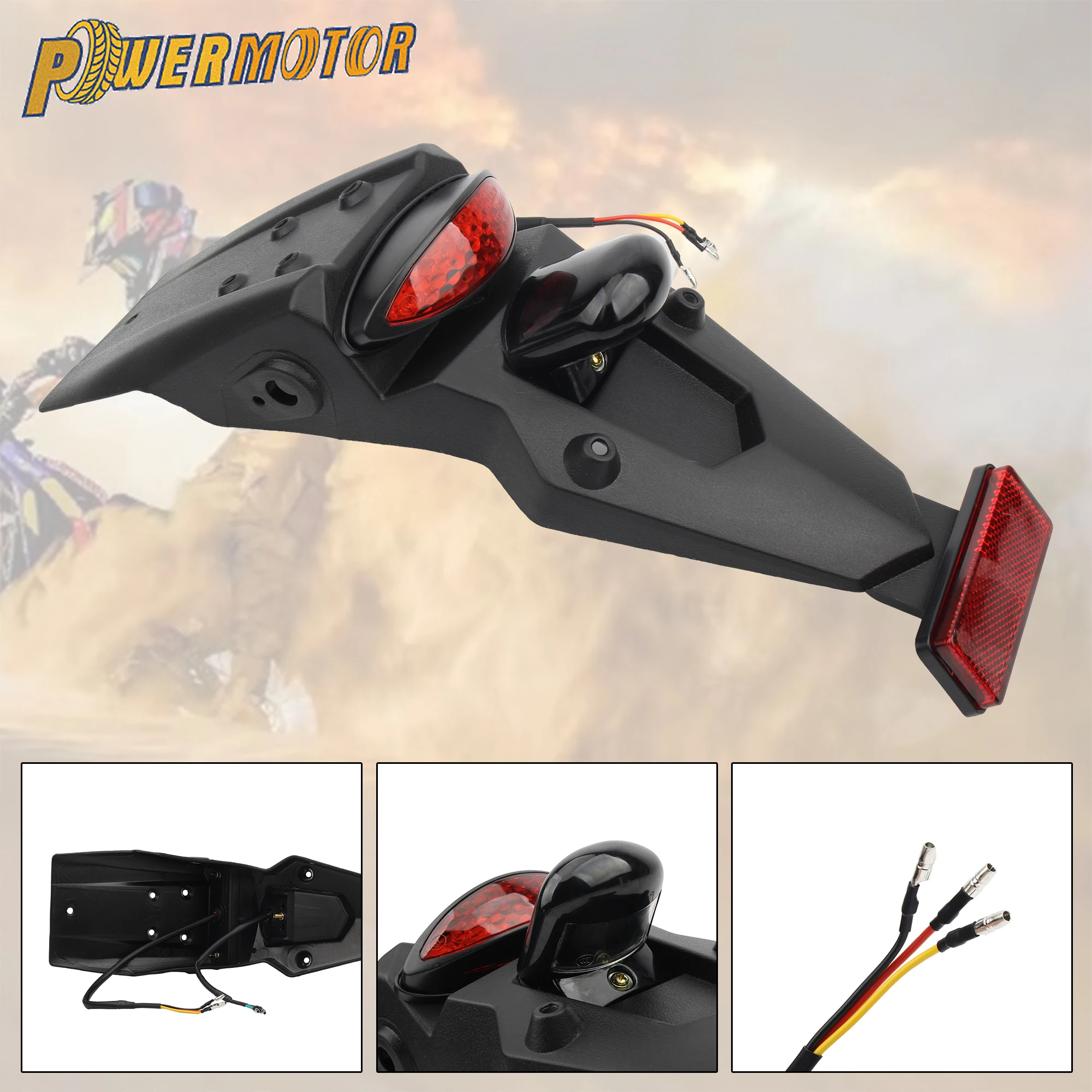 

Universal Motorcycle Rear Fender 12V LED Taillight Brake Lights License Plate Light Mudguard Enduro Motocross Modification Parts