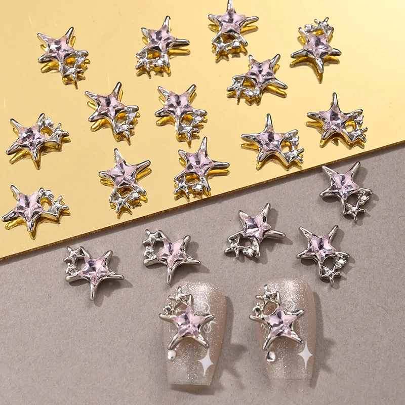 10Pcs Diamond Starfish Nail Art Charms 3D Luxury Rhinestones Alloy Nails Decorations Flash Inlaid Manicure Accessories 10*12MM