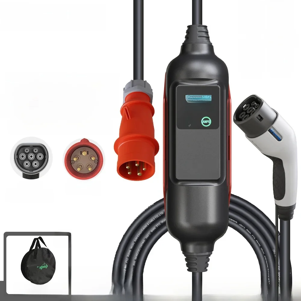Khons 22 kW EV-Ladegerät, 3-Phasen-Ladegerät für Elektroautos, Typ 2 32 A, IEC62196-2, Ladekabel, CEE-Stecker, Ladestation für Elektroautos