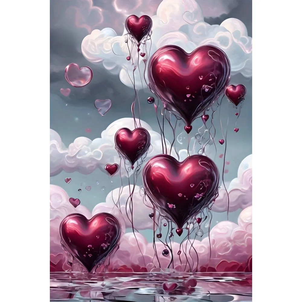 

Red Love Balloon Diamond Painting Set, DIY Adult Full Diamond Home Decoration Painting Set, Adult Style, Frameless Art Crafts