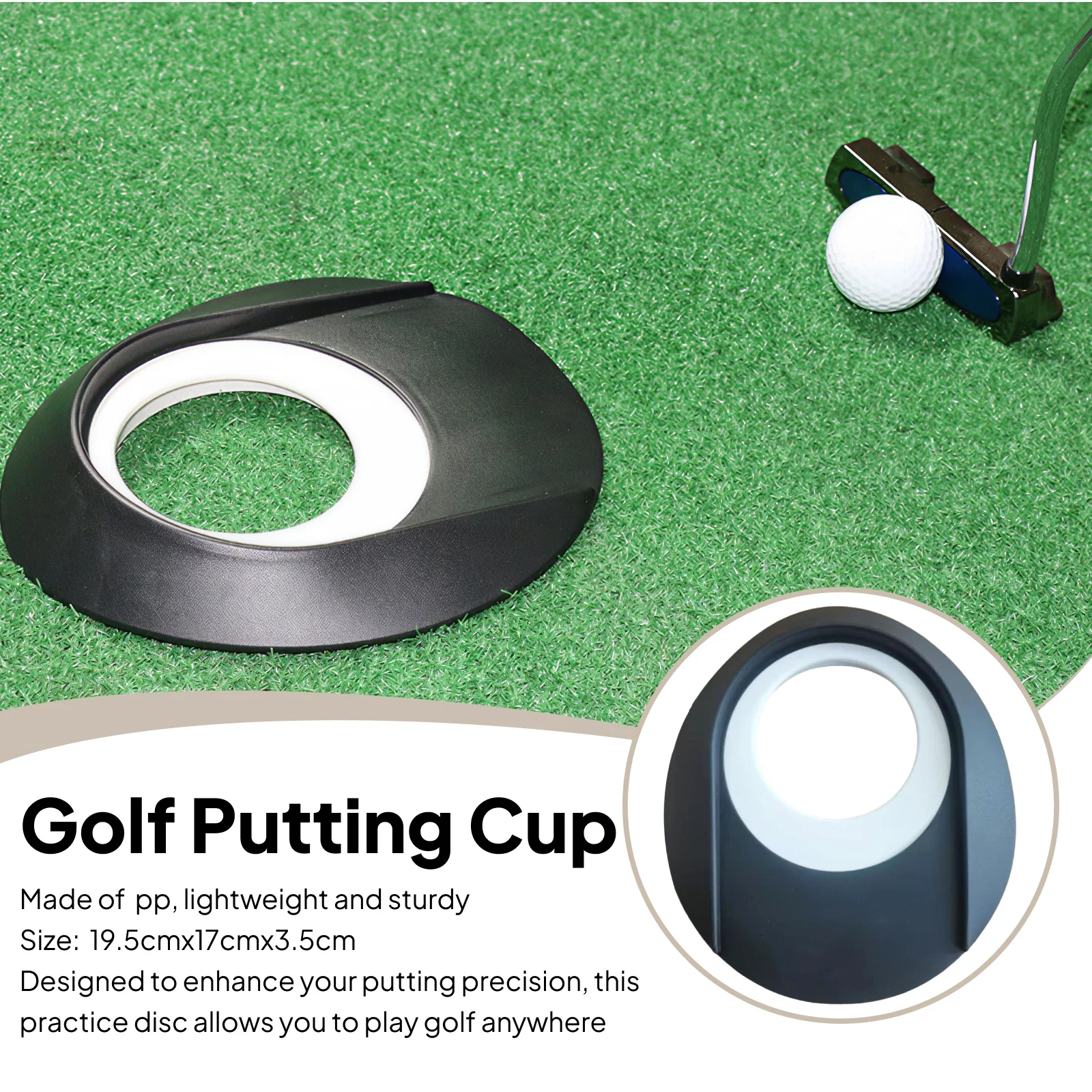 

Cup Golf Accessories Compact Exercise Putter Equipment Putting Training for Men Woman Kids Garden Outdoor Backyard