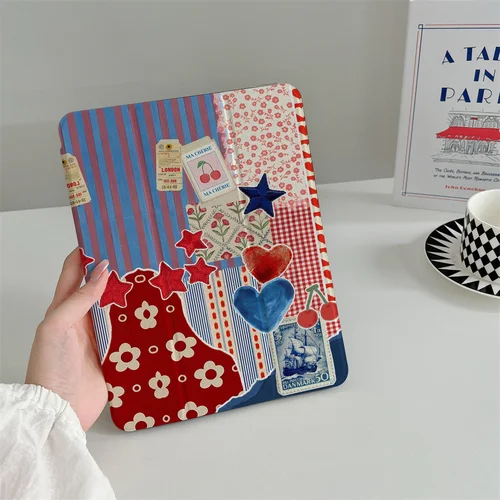 Imagen 2 del producto Funda protectora de flores de empalme creativo para Apple iPad Pro 2024 11 pulgadas 2025 Air 5/4 10,9 iPad 10 9,7 10,2/10,5 Mini 6/5