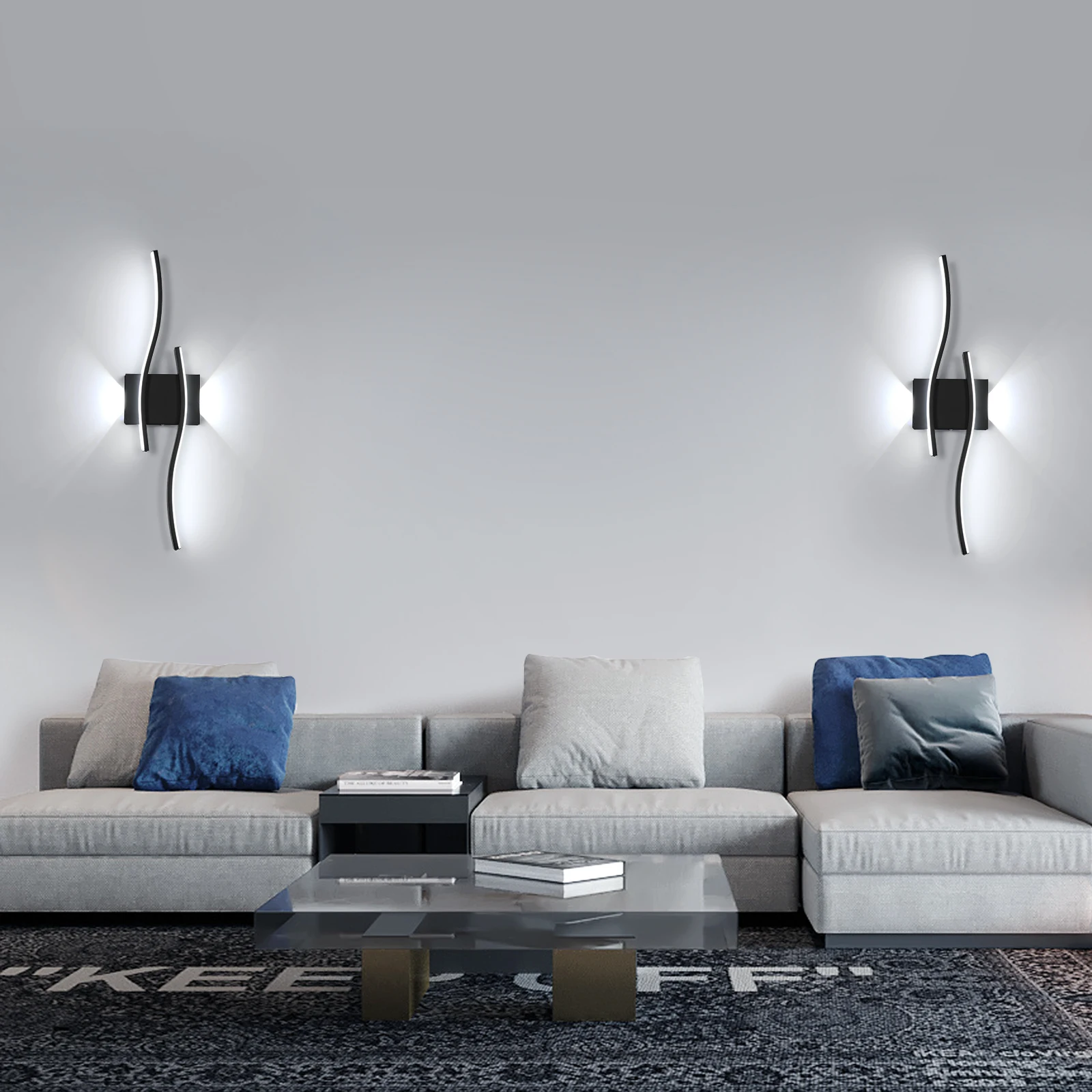 LED-Innenwandleuchte, weißes Licht, 6500 K, schwarze LED-Wandleuchte, LED-Wandleuchte für den Innenbereich für Schlafzimmer, Arbeitszimmer, Flur, Treppen – Detail 6