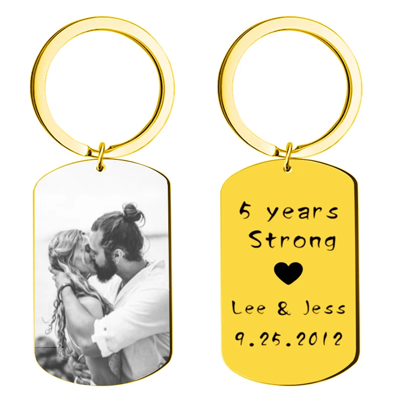 New Pattern Custom Photo Key buckle Couple Stainless Steel Key Chain Laser Engraving Name Date Custom Gift Key Accessories