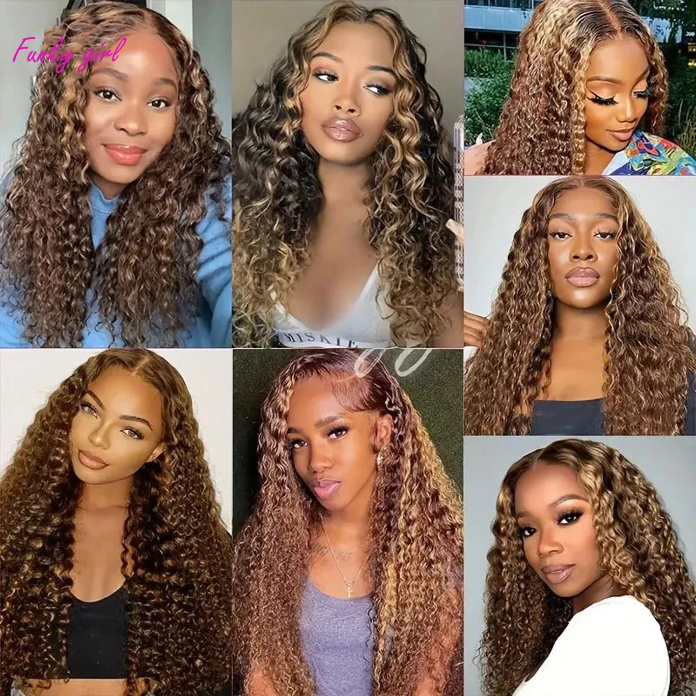 Glueless Wig Water Wave Lace Front Wig Human Hair Ombre Brown Highlight Honey Blonde Color 4/27 Wig 5x5 Transparent Lace Closure