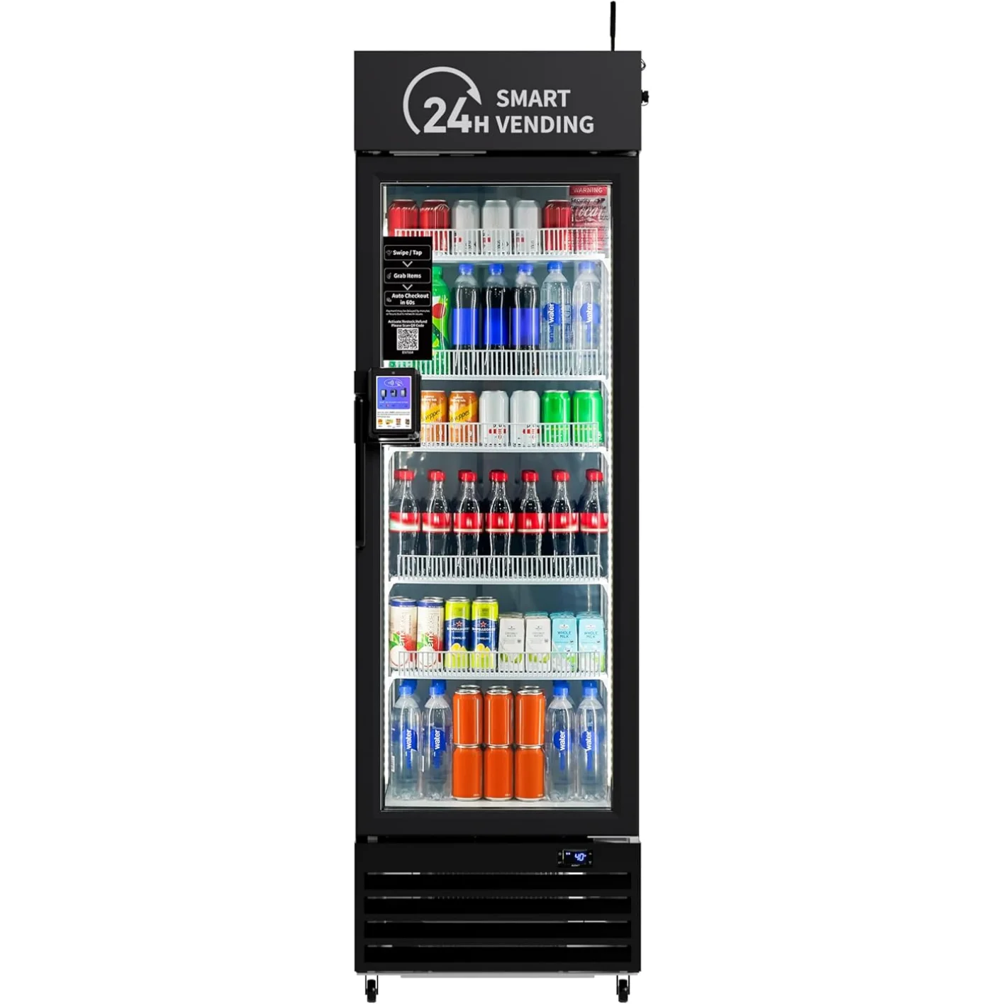 A! VEND!NG MACH!NE W!TH SELF-CHECKOUT DC360 COMBO REFR!GERATED FOR FRESH FOOD SNACKS COLD BEVERAGES REAL T!ME INVENTORY IDEAL FOR OFF!CE SCHOOL HOSP!TAL GYM BLACK