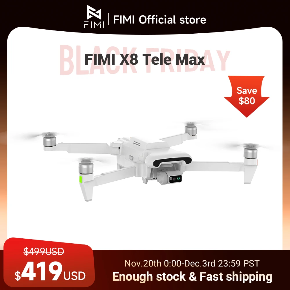 FIMI X8 Tele Max drone 1/2-inch CMOS Wide-Angle Tele Camera 30x Hybrid Zoom 4K 60fps 3-axis Gimbal GPS 20kmAI Super Night Video