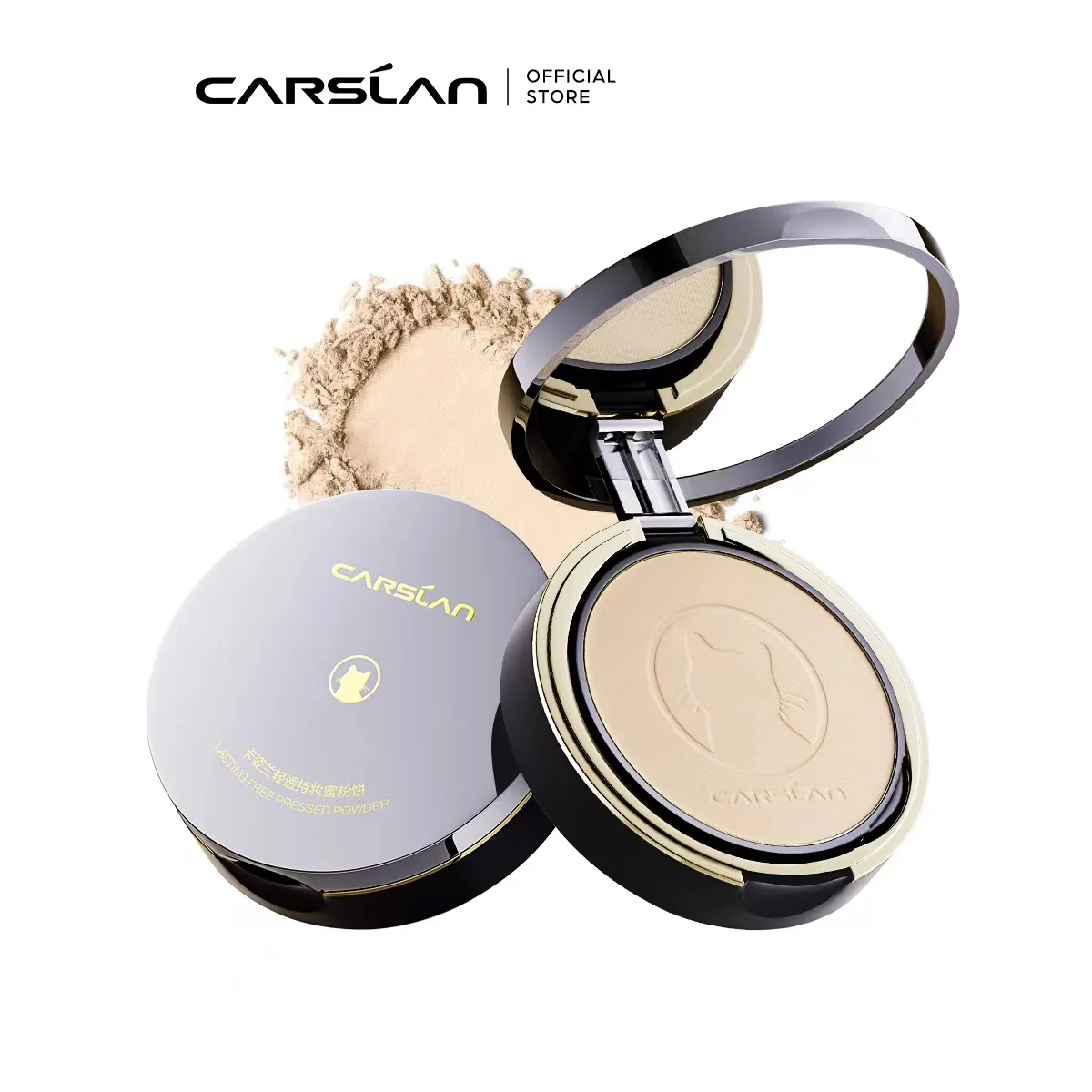 CARSLAN 24H Oil Control Translucent Pressed Powder Compact Foundation Waterproof Concealer Loose Setting Power Face Makeup