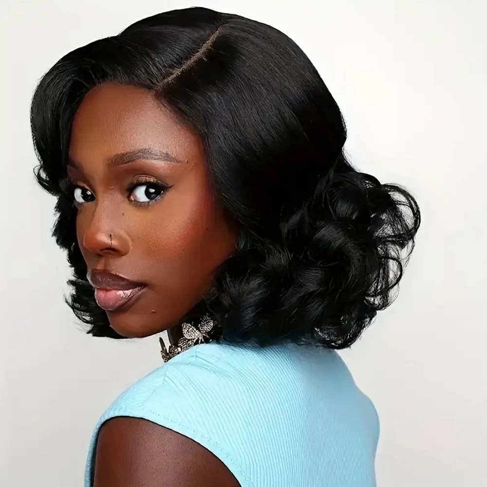 ارتداء والذهاب غلويليس بوب شعر مستعار شعر الإنسان قصير فضفاض موجة 13x4 HD الدانتيل الجبهة الباروكات قبل قطع الشعر البرازيلي للنساء