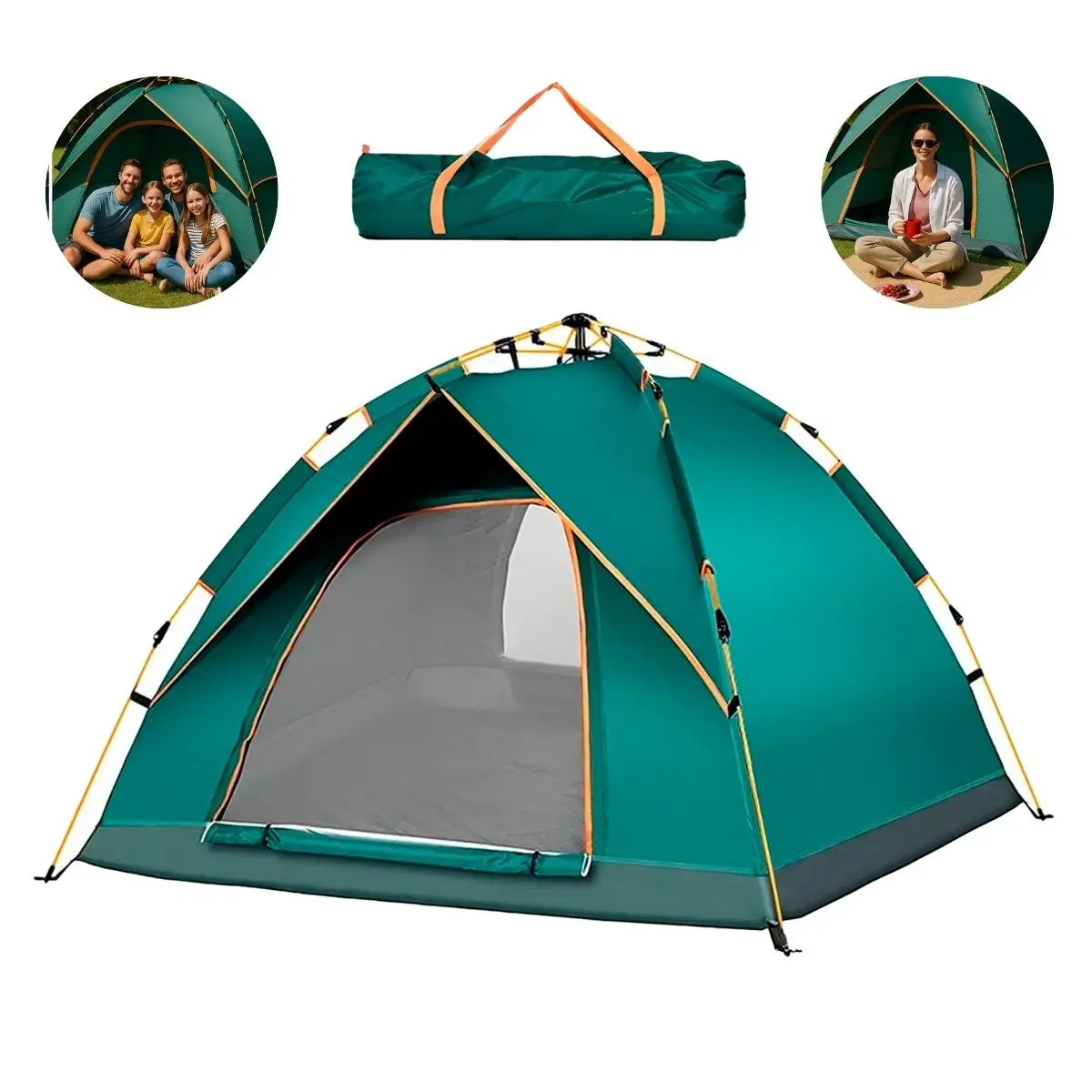 Casa acampar 4 personas diseño impermeable y doble entrada, tienda de campaña pop-up con malla transpirable, fácil armado, protección contra lluvia y mosquitos, ideal para camping al aire libre