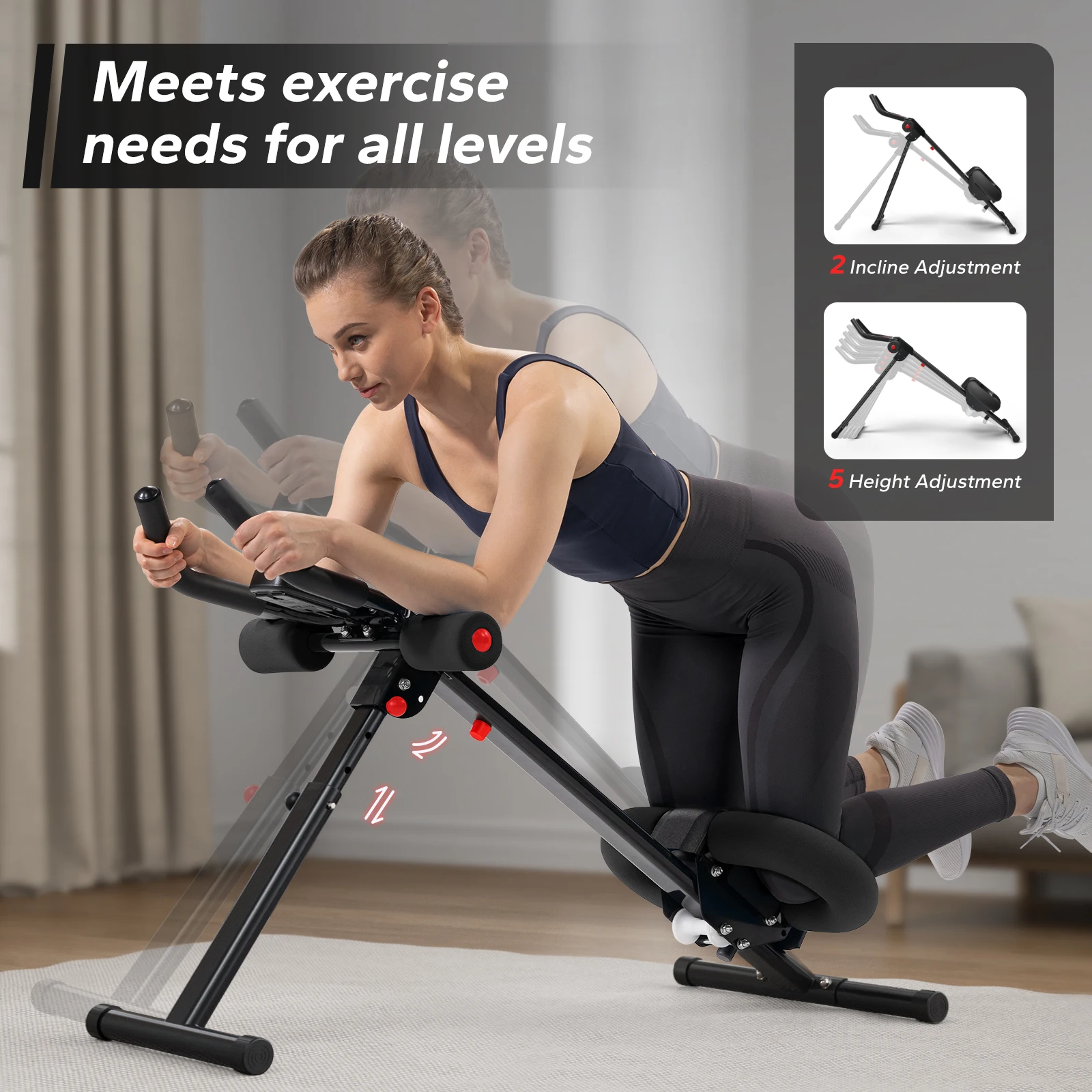 MERACH Ab Machine & Rowing Machine, Foldable Trainer for Full-Body Exercise 4 in 1 Home Gym Equipment 440 LBS capacitye, 8-height adjustment, Dual padded seats, 90% pre-assembled, Space-Saving