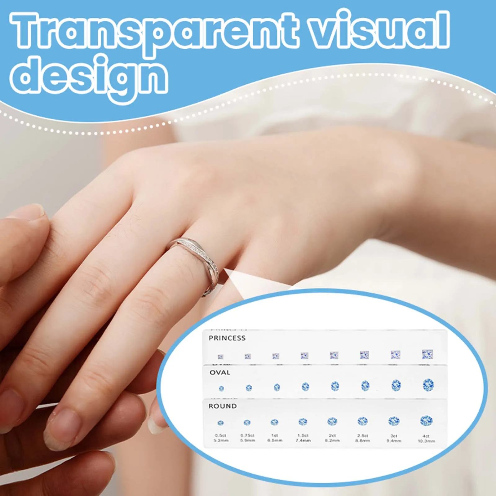 전문 다이아몬드 크기 및 모양 비교 도구 휴대용 보석 측정 게이지 구매자를 위한 다이아몬드 캐럿 무게 참조 차트