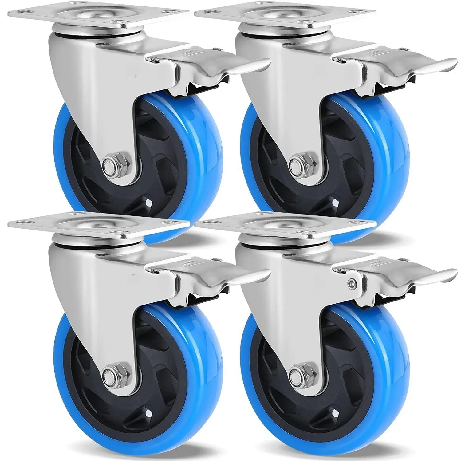 Transportrollen 100Mm Zwenkwielen Met Rem Voor Alle Soorten Vloeren, Meubeltransport Industrieel Transport & Logistiek - afbeelding 2