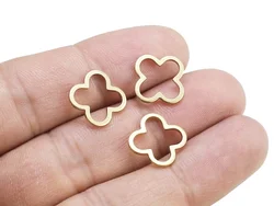 20pcs Floral Earring Charms, Clover Leaf Connector, Geometric Earring Findings, Raw Brass, 14.7x1mm, Jewelry Making -R137