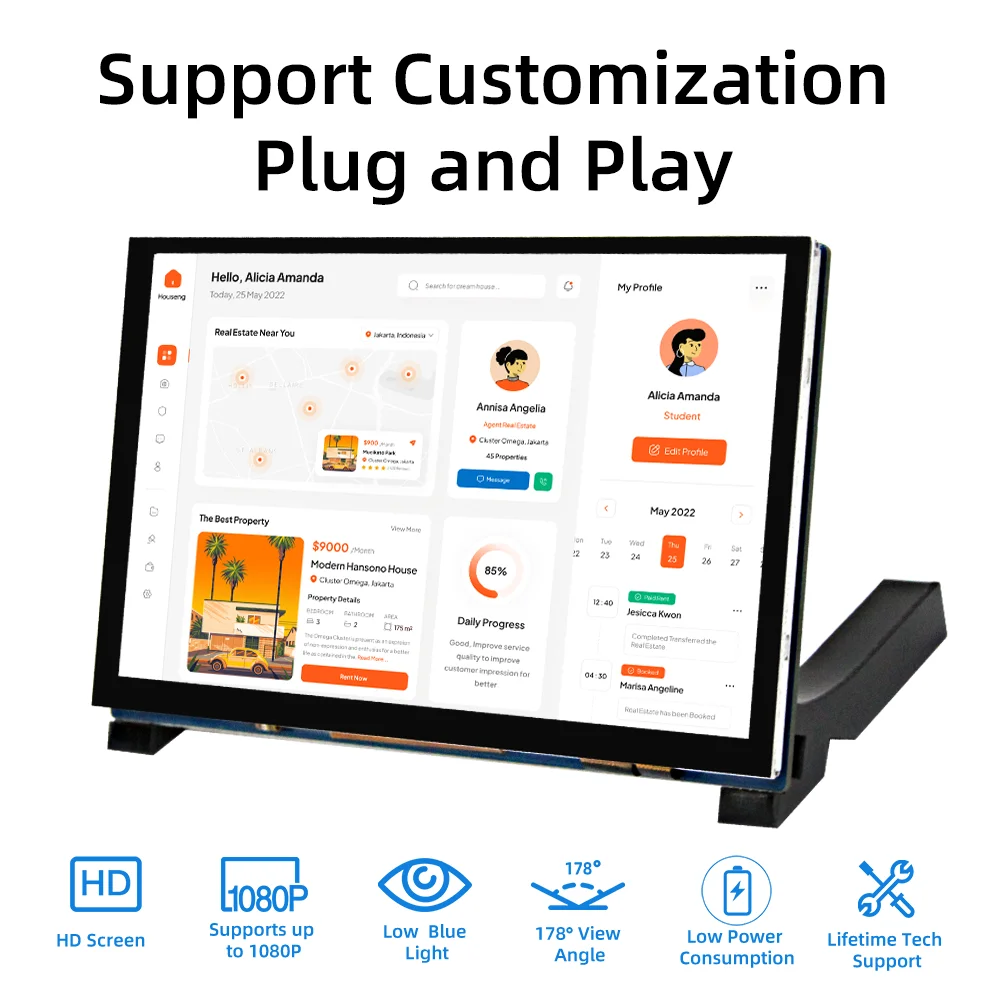 Imagem -03 - Ipistbit-capacitivo Touch Screen Monitor Multi-touch Dsi Display para Raspberry pi b b Mais a Mais 800x480 Mipi Tft Ips