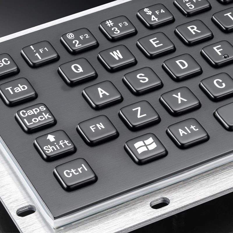 Black Durable Stainless Steel Industrial Keyboard with Trackball for Kiosk Terminal CNC Equipment