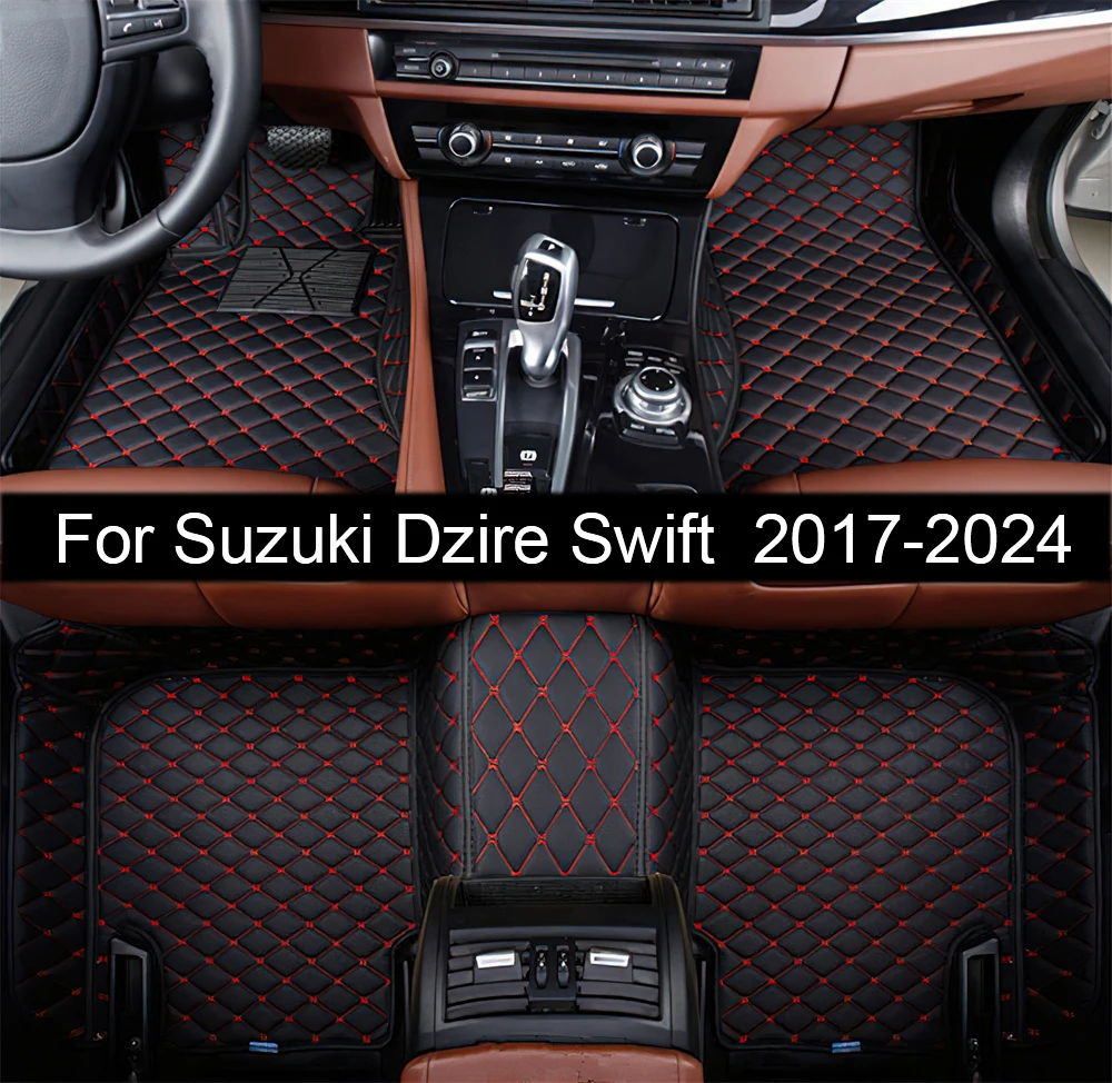 Car Floor Mat Fit for Suzuki Dzire Swift 2017 2018 2019 2020 2021 2022 2023 2024 Auto Leather Carpet Pads Vehicle Full Set Matts