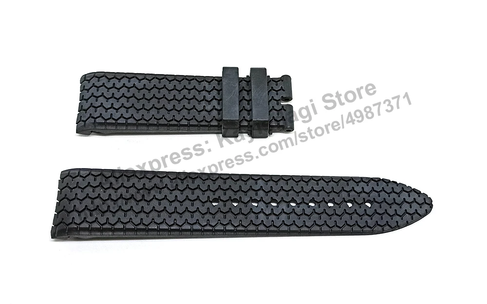 23mm Black Rubber Curved End Replacement Watch Band / Strap Compatible with Chopard Racing Classic